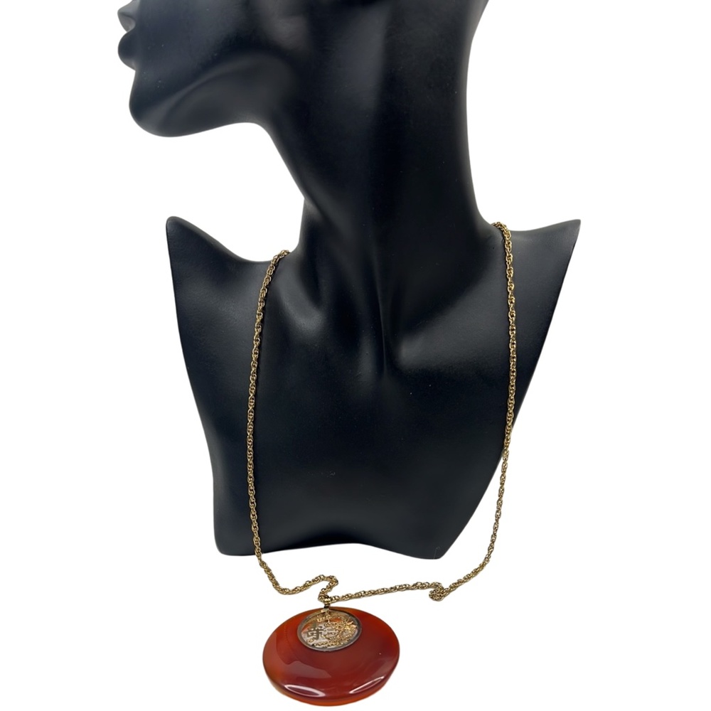 Vintage Unsigned Hobe Carnelian Glass Necklace
